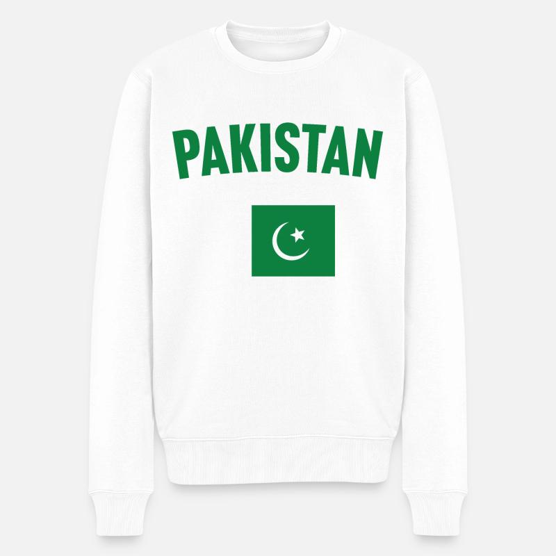 Pakistan Flagge - Männer Premium Bio Pullover - Weiß