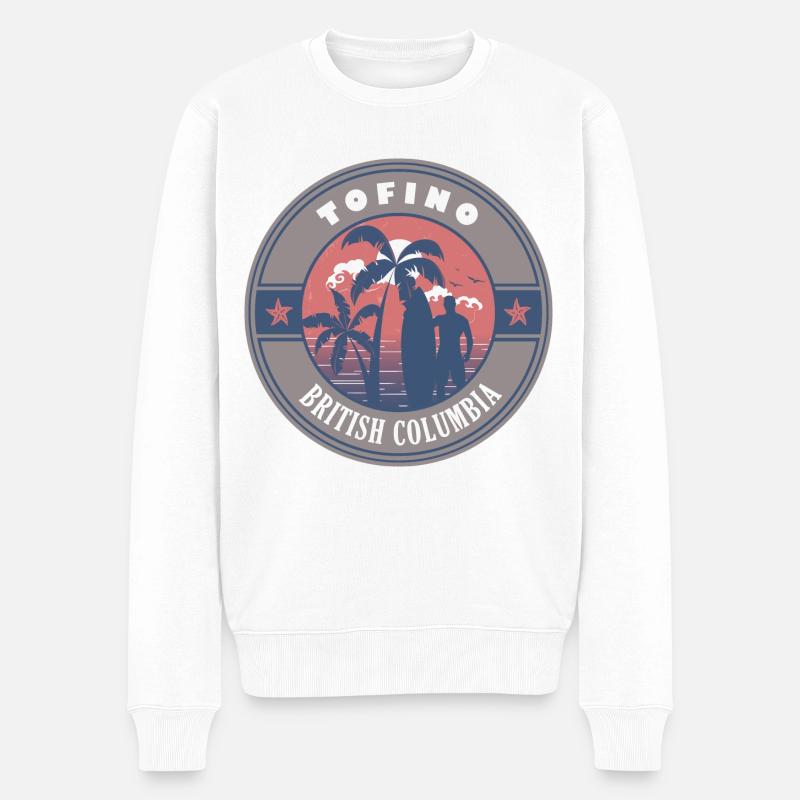 Tofino British Columbia Kanada Sommer Surf Design - Männer Premium Bio Pullover - Weiß