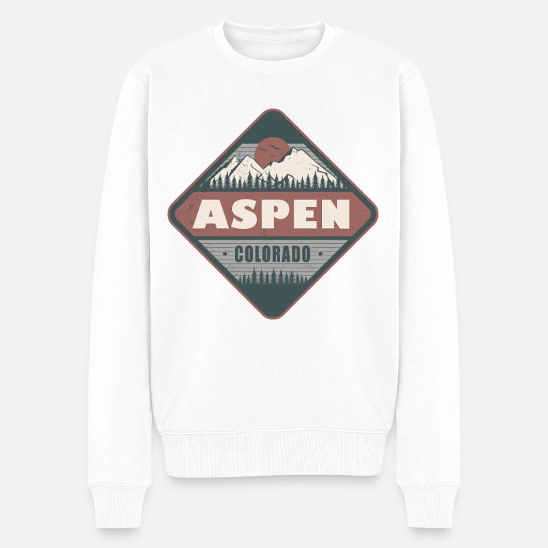 Aspen Colorado Vintage Hiking Design - Pull Premium bio Homme - blanc