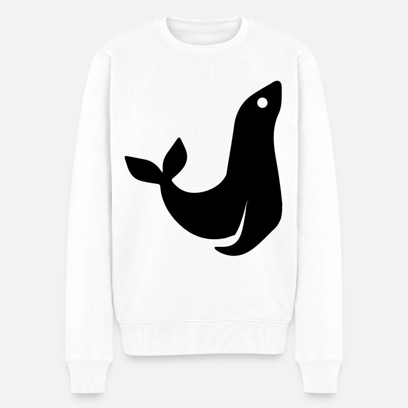 seehund tier - Männer Premium Bio Pullover - Weiß