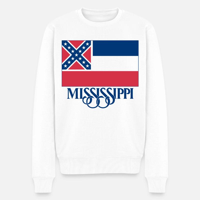Mississippi Flagge - Männer Premium Bio Pullover - Weiß