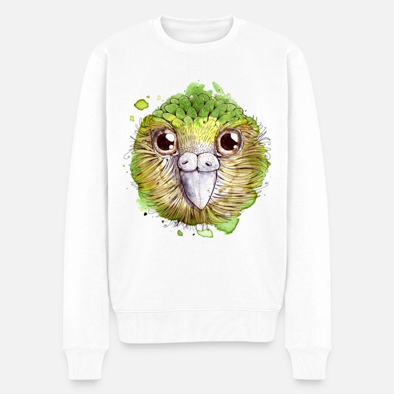 Kakapo Vogel - Männer Premium Bio Pullover - Weiß