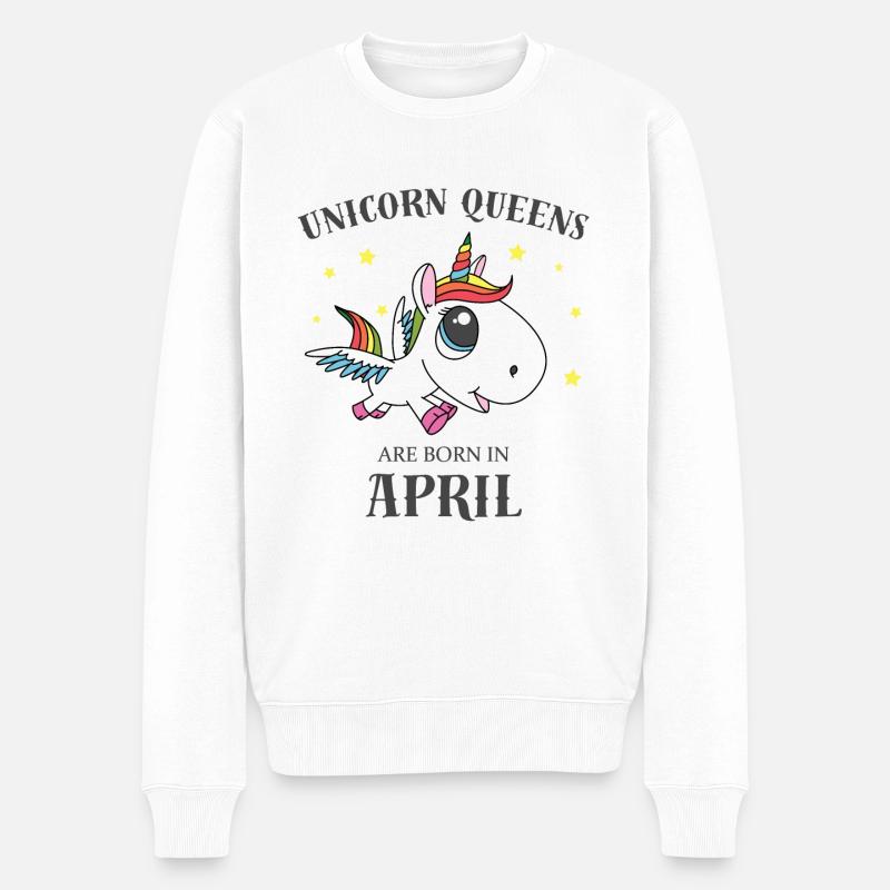 Einhorn Königinnen April - Männer Premium Bio Pullover - Weiß