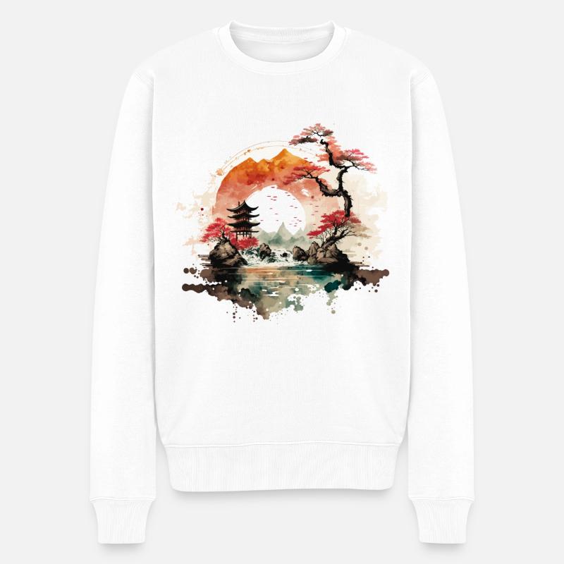 Paysage japonais - Pull Premium bio Homme - blanc