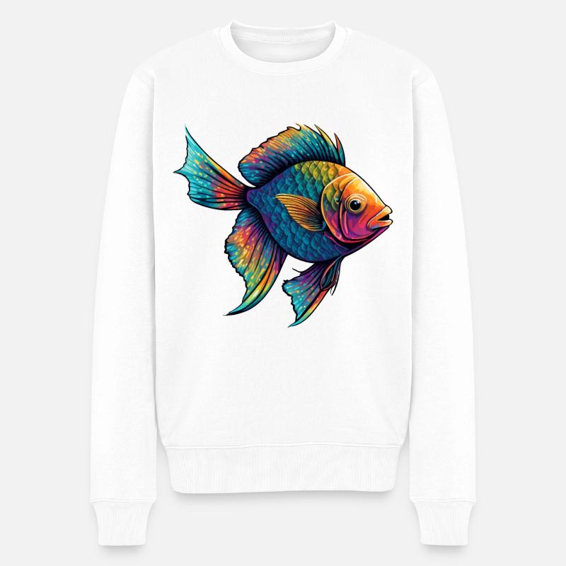 Bunte Fische - Männer Premium Bio Pullover - Weiß