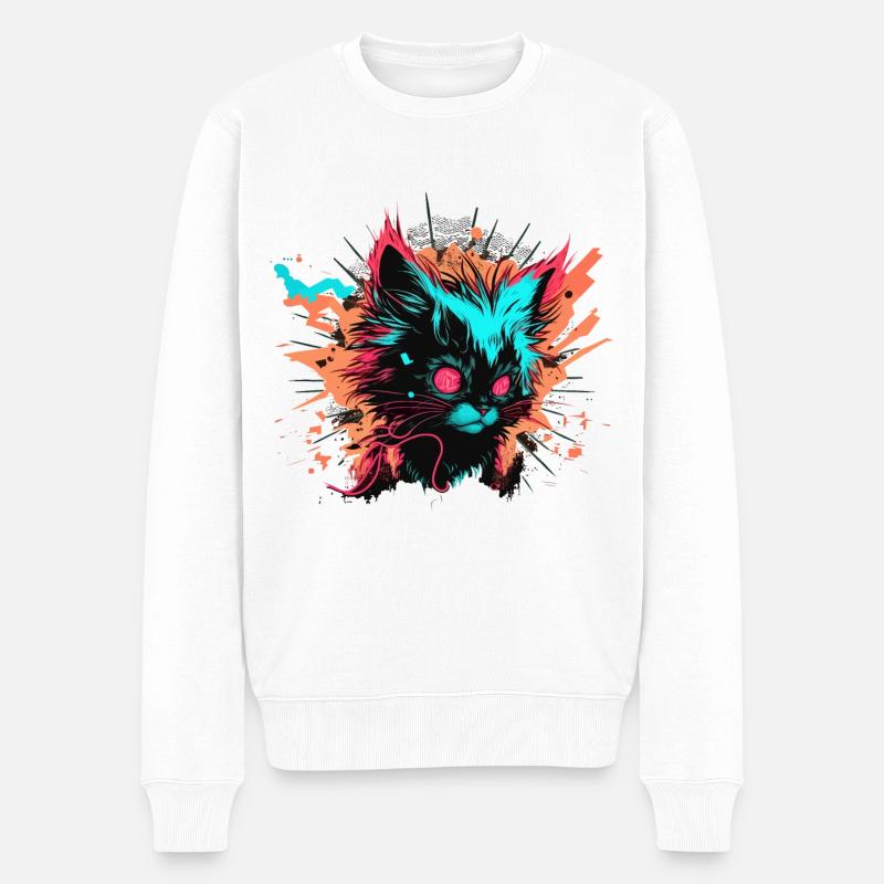 Méchant Chat - Pull Premium bio Homme - blanc