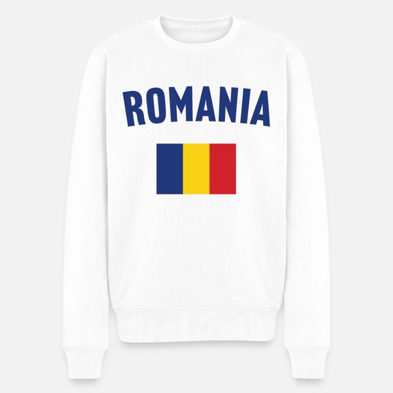 Rumänien Flagge - Männer Premium Bio Pullover - Weiß