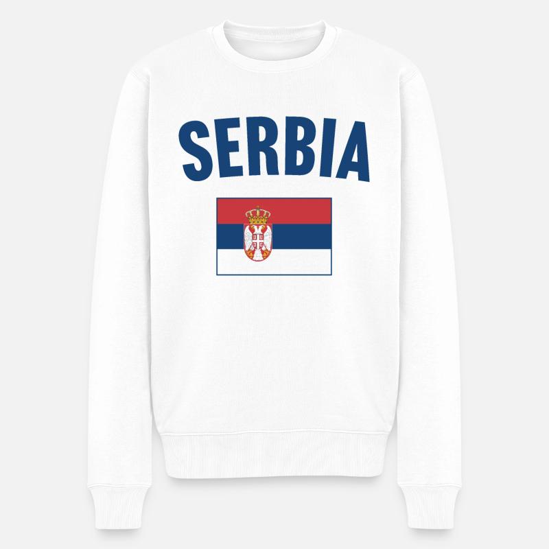 Drapeau de la Serbie - Pull Premium bio Homme - blanc