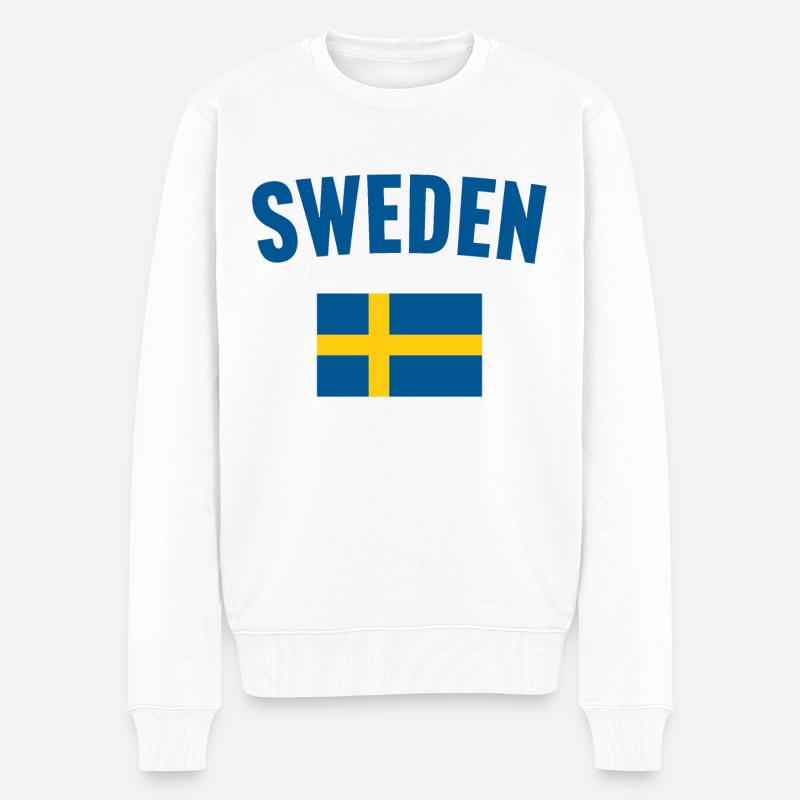 Schweden Flagge - Männer Premium Bio Pullover - Weiß