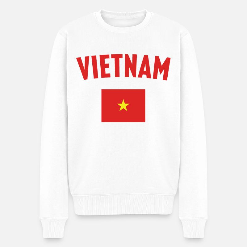 Vietnam Flagge - Männer Premium Bio Pullover - Weiß