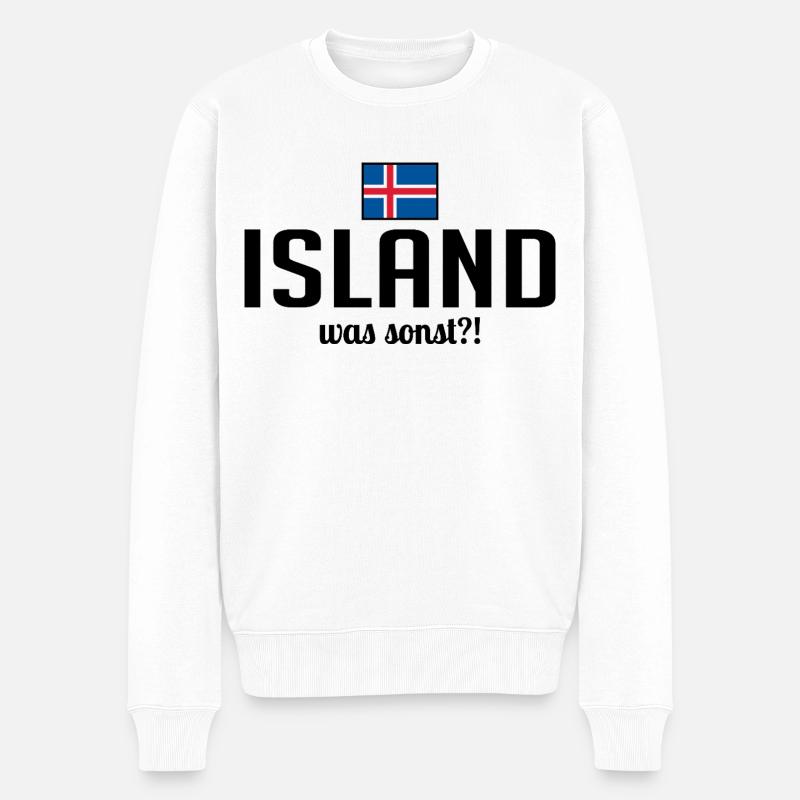 Island was sonst Spruch Skandinavien Urlaub - Männer Premium Bio Pullover - Weiß