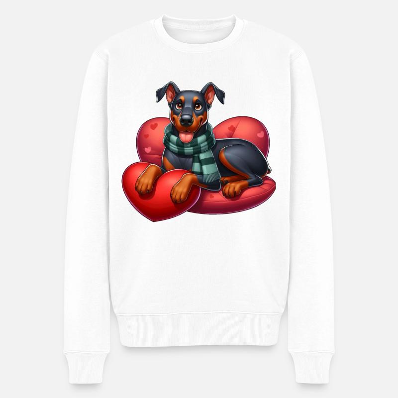 Mignon Doberman Amour Coeur - Pull Premium bio Homme - blanc