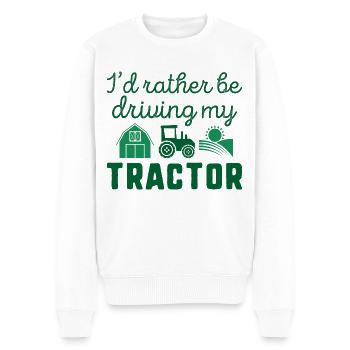 Je préfère conduire mon tracteur - Pull Premium bio Homme - blanc - Devant - Thijin (182cm)