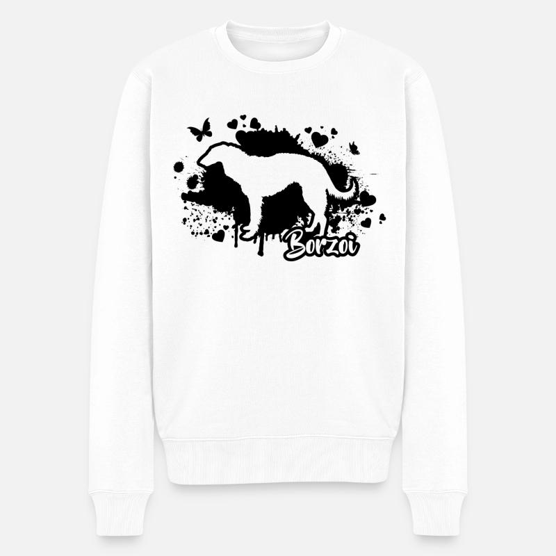 BORZOI Russian Greyhound Hund Hunde Wilsigns - Männer Premium Bio Pullover - Weiß
