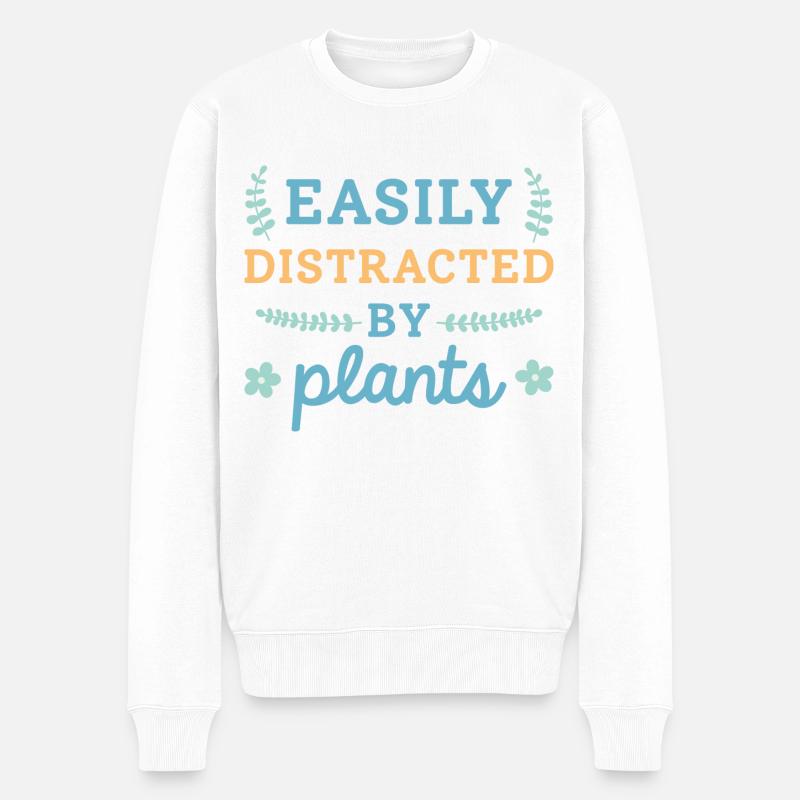 Easily Distracted By Plants - Men's Premium Organic Jumper - white