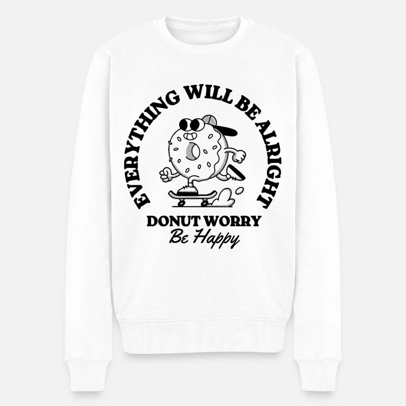 Donut-Sorge, sei glücklich - Männer Premium Bio Pullover - Weiß