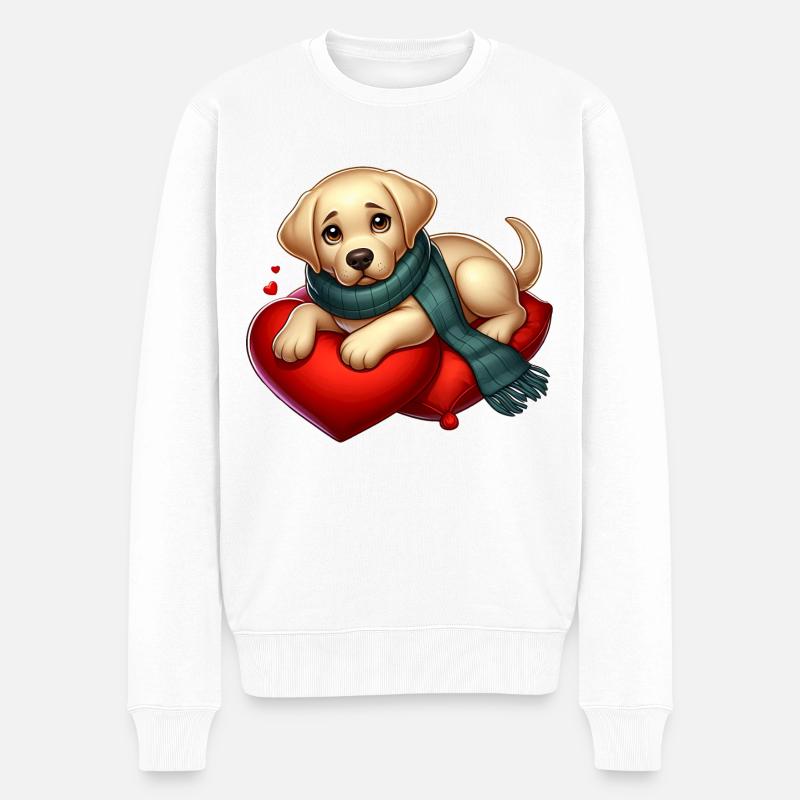 Labradoe Retriever Welpe - Männer Premium Bio Pullover - Weiß