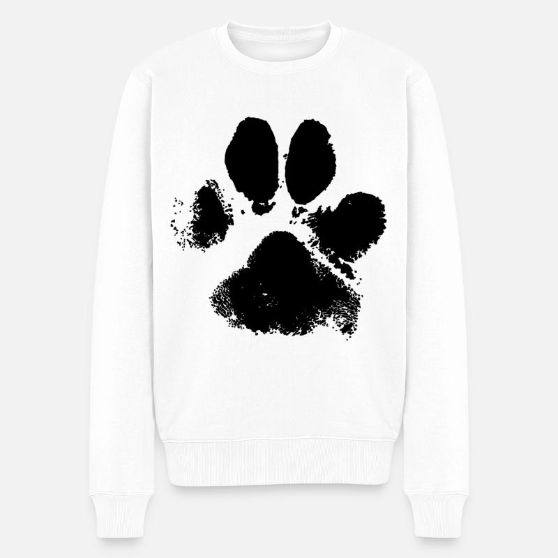 Chien Tate Empreinte de pattes - Pull Premium bio Homme - blanc