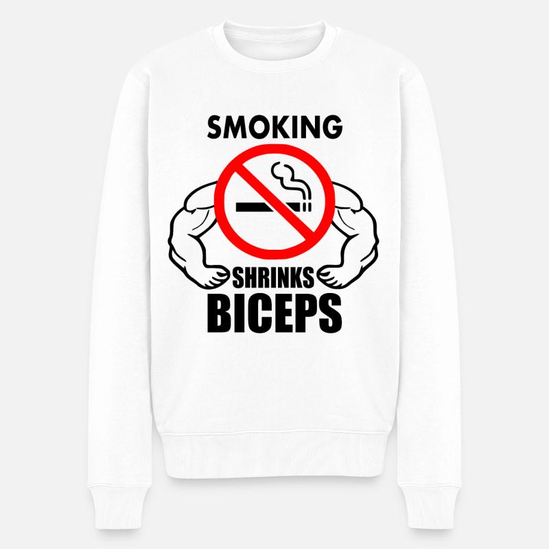 Smoking shrinks the biceps - Pull Premium bio Homme - blanc