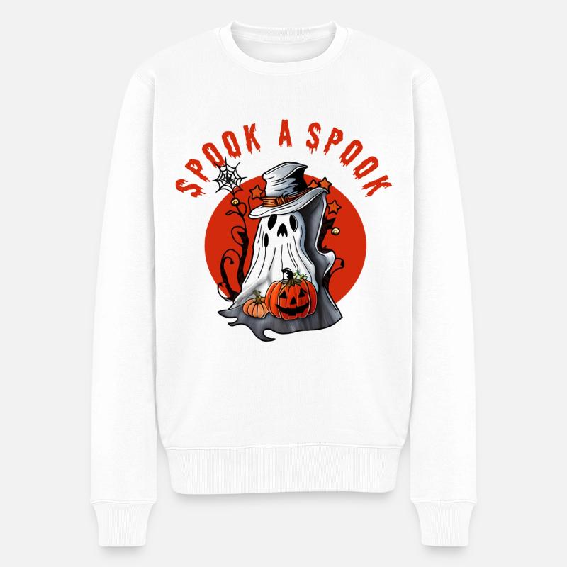 Erschrecke einen Spuk! - Männer Premium Bio Pullover - Weiß