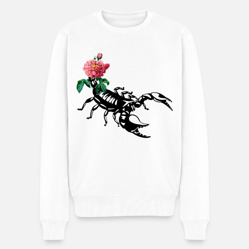 Scorpio Rose - Männer Premium Bio Pullover - Weiß