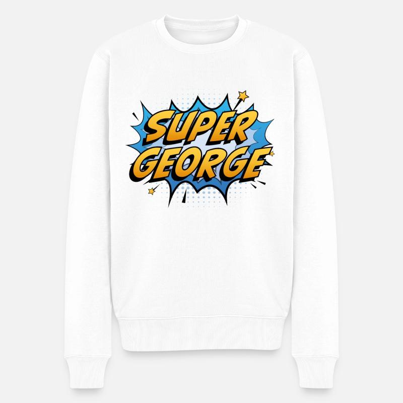 Super George - Männer Premium Bio Pullover - Weiß