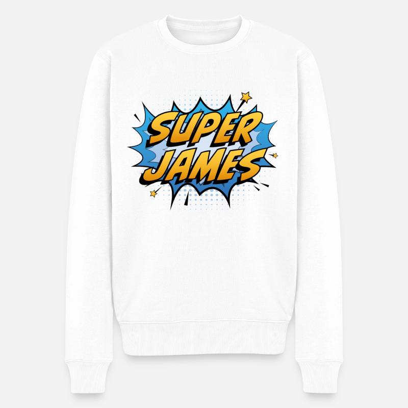 Super James - Männer Premium Bio Pullover - Weiß