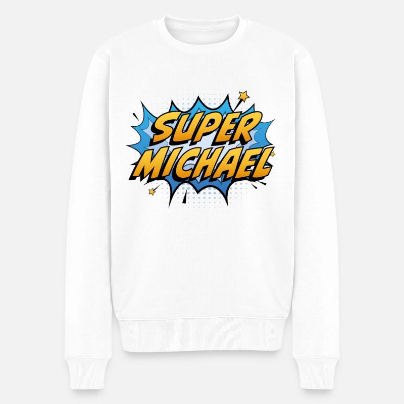Super Michael - Männer Premium Bio Pullover - Weiß