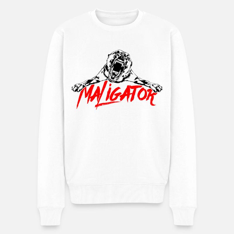 MALIGATOR Belgian Malinois IGP Hunde Wilsigns - Männer Premium Bio Pullover - Weiß