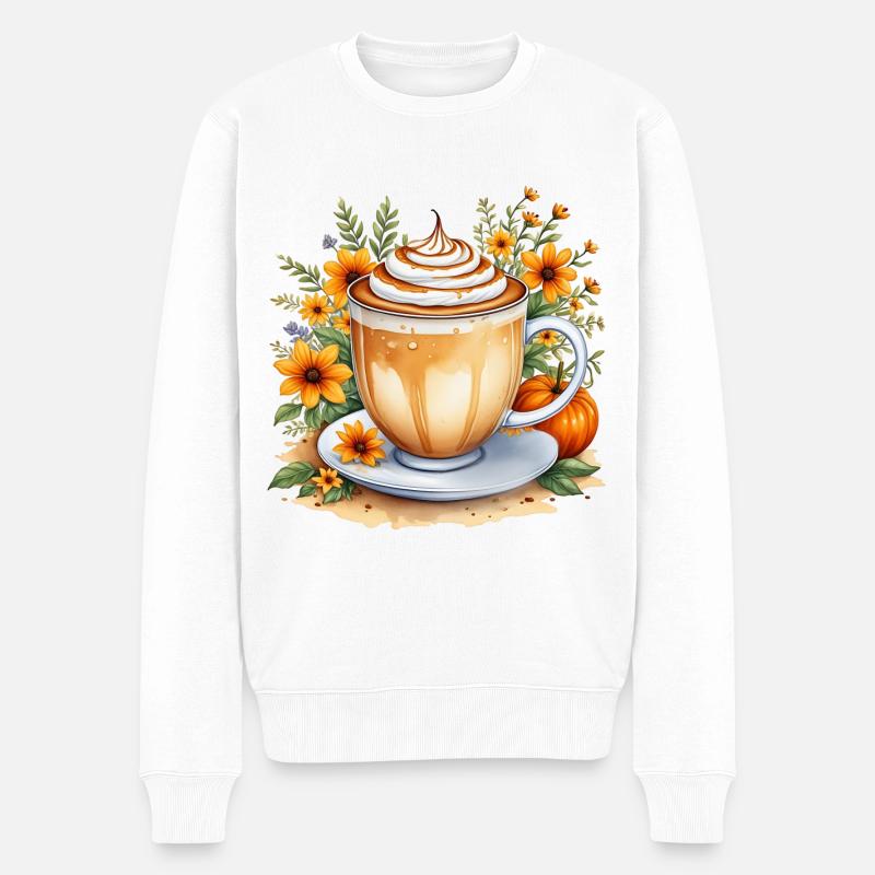 Kürbis-Latte - Männer Premium Bio Pullover - Weiß