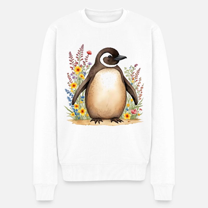 Niedlicher Pinguin - Männer Premium Bio Pullover - Weiß