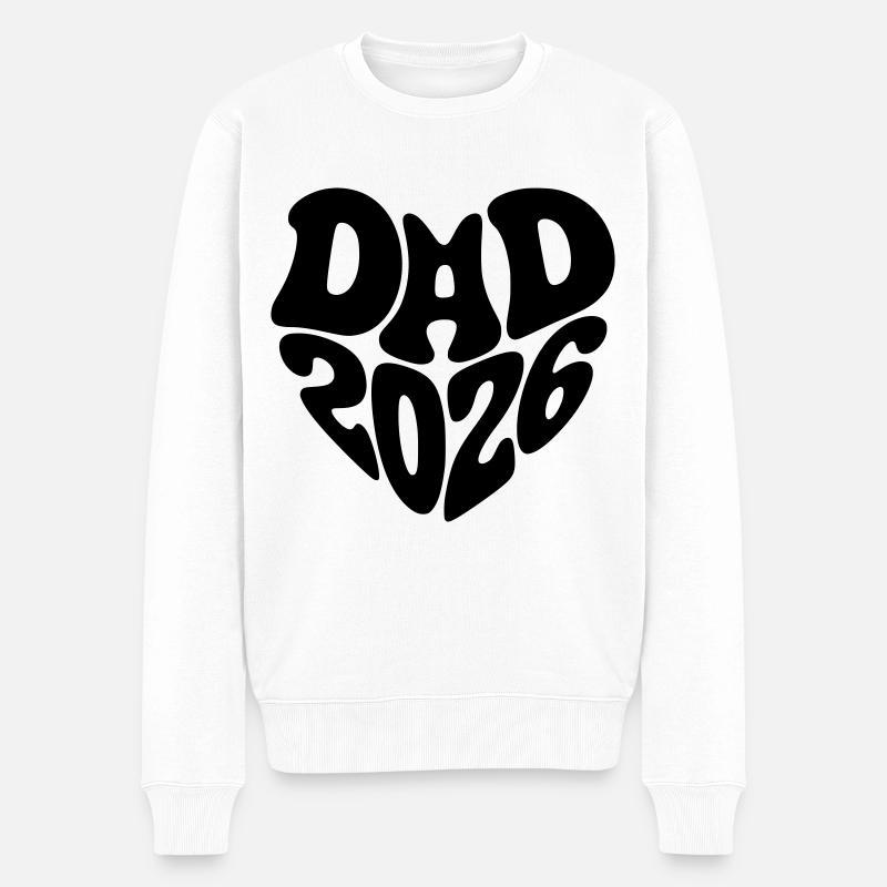 Dad 2026 Herzform Vater Baby Herz Form Papa 2026 - Männer Premium Bio Pullover - Weiß