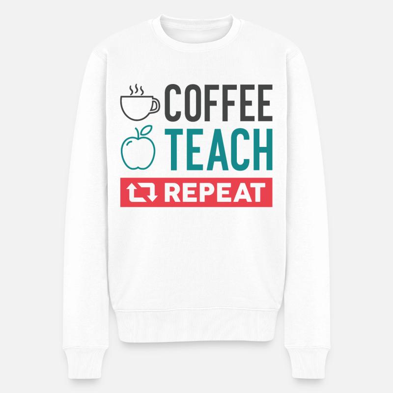 Café Enseigner répéter - Pull Premium bio Homme - blanc