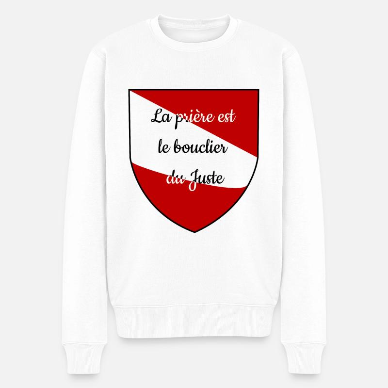 La prière est le bouclier du juste. - Pull Premium bio Homme - blanc