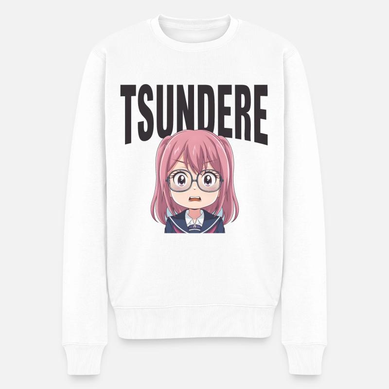 Tsundere - Männer Premium Bio Pullover - Weiß