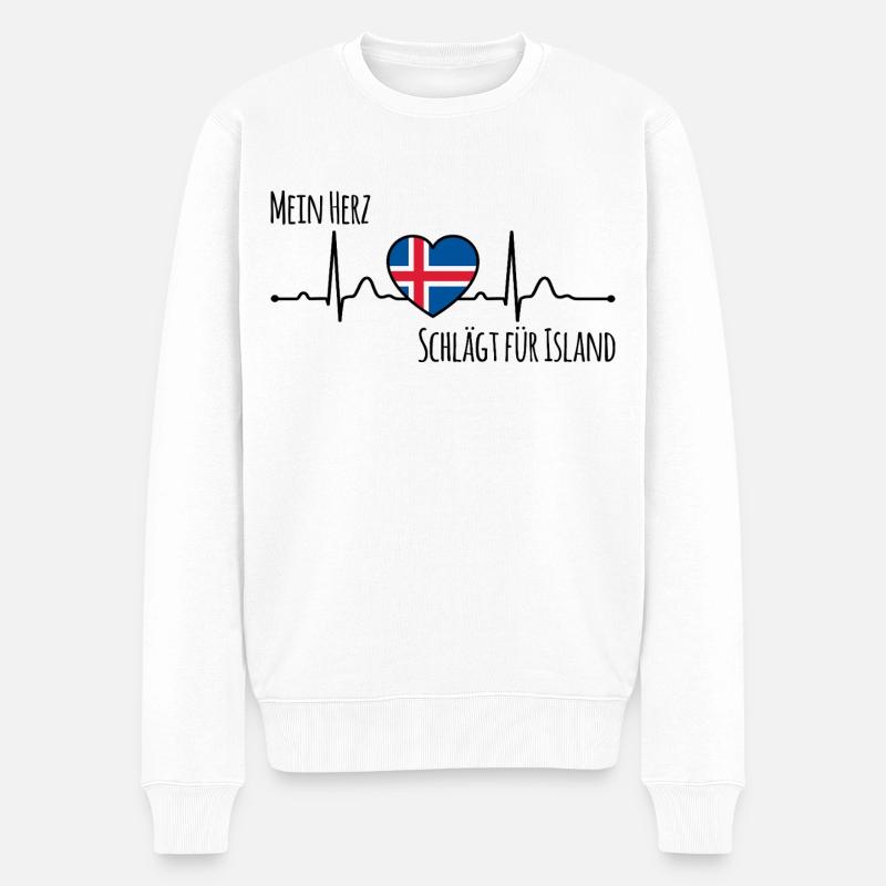 Mon cœur bat pour l’Islande la Scandinavie - Pull Premium bio Homme - blanc