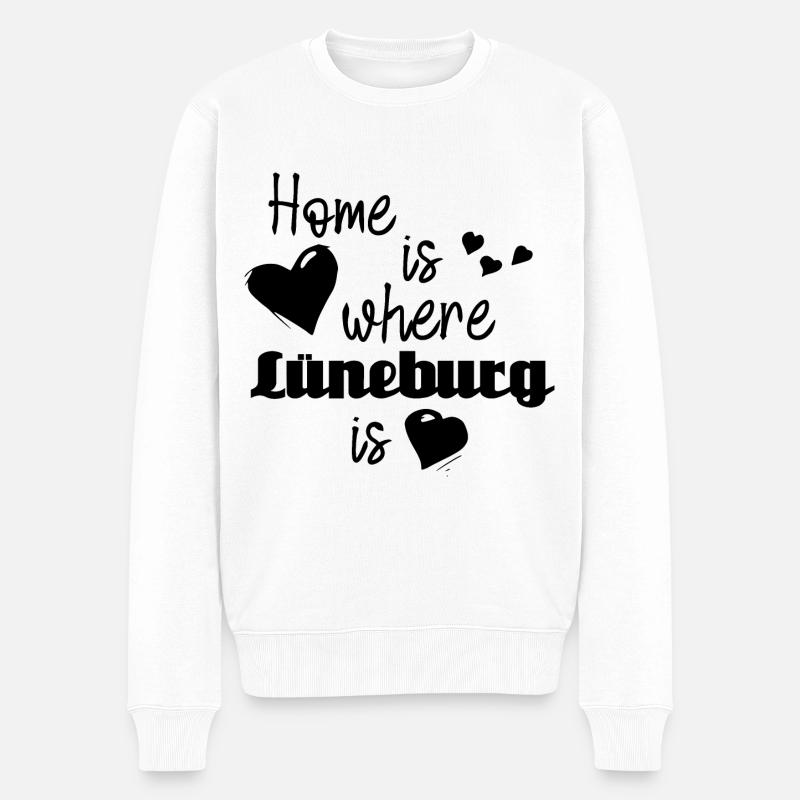 Zuhause in Lüneburg - Home is where Lüneburg is - Männer Premium Bio Pullover - Weiß