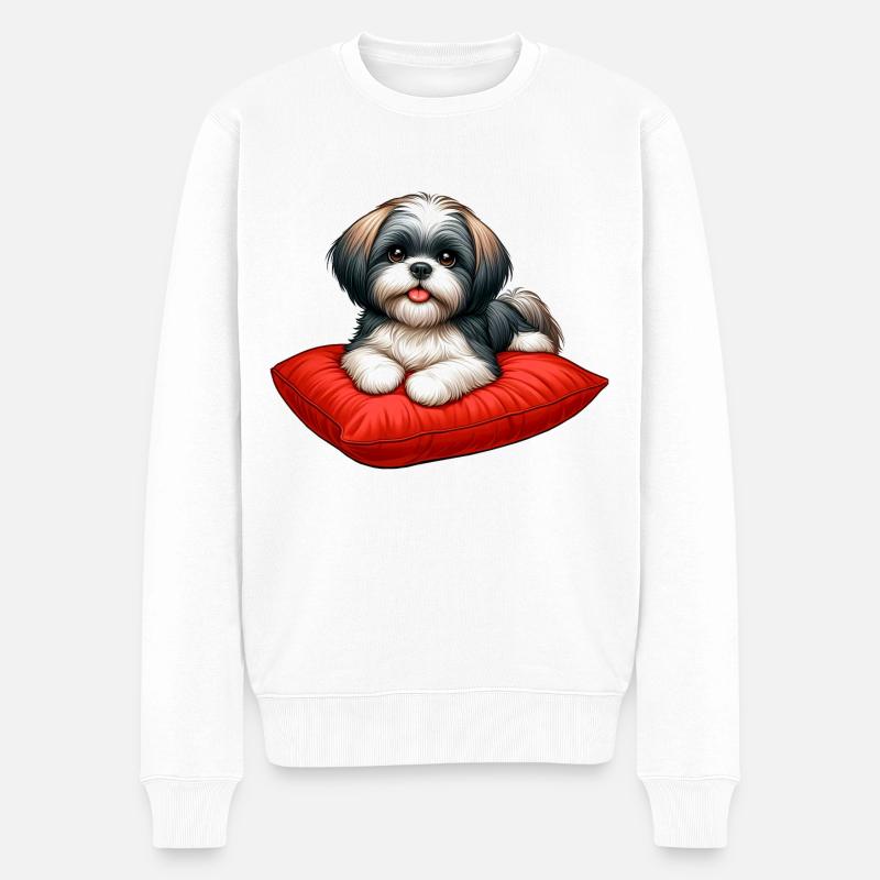 Shih Tzu Prinzessin - Männer Premium Bio Pullover - Weiß