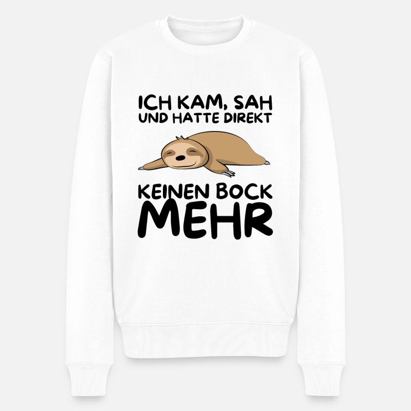 Kein Bock mehr Faultier Faultiere Sloth schlafen - Männer Premium Bio Pullover - Weiß