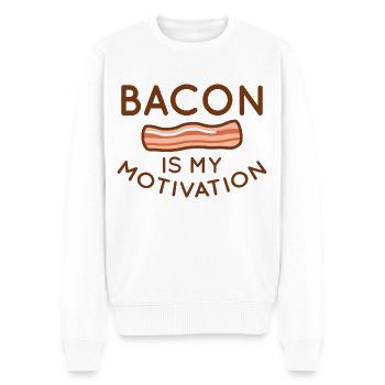 Speck ist meine Motivation - Männer Premium Bio Pullover - Weiß - Vorne - Thijin (182cm)