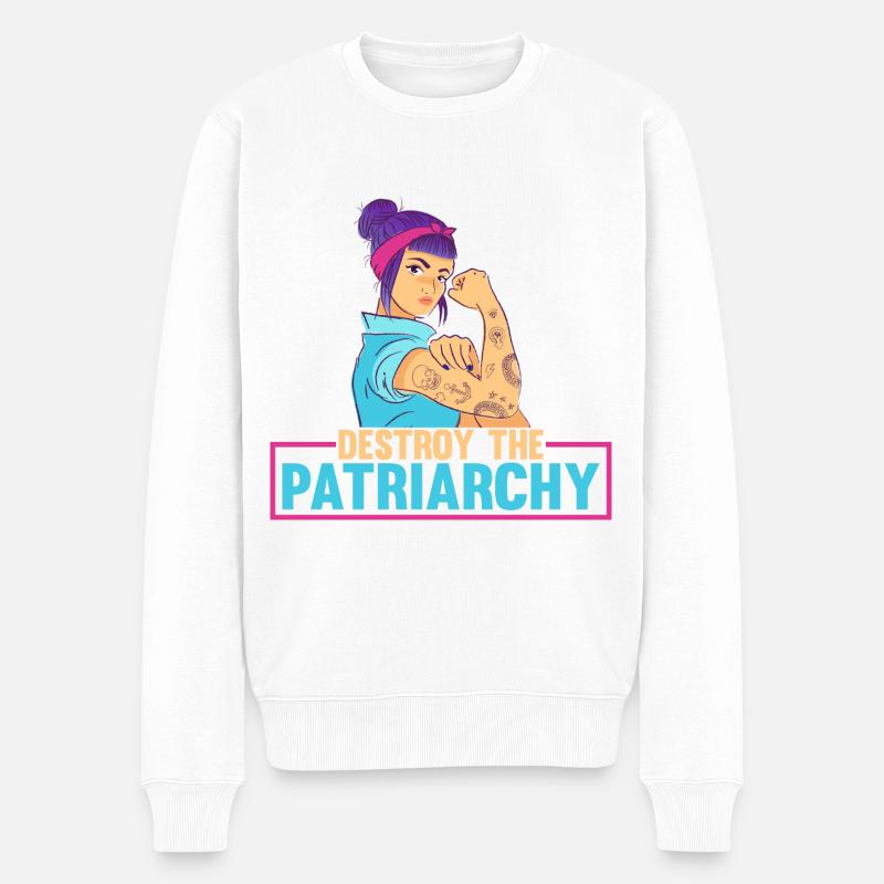 Destroy The Patriarchy - Pull Premium bio Homme - blanc