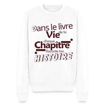 Le livre de ta Vie... Raconte ton Histoire - Pull Premium bio Homme - blanc - Devant - Thijin (182cm)