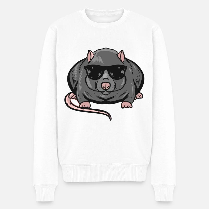 Ratte - Männer Premium Bio Pullover - Weiß