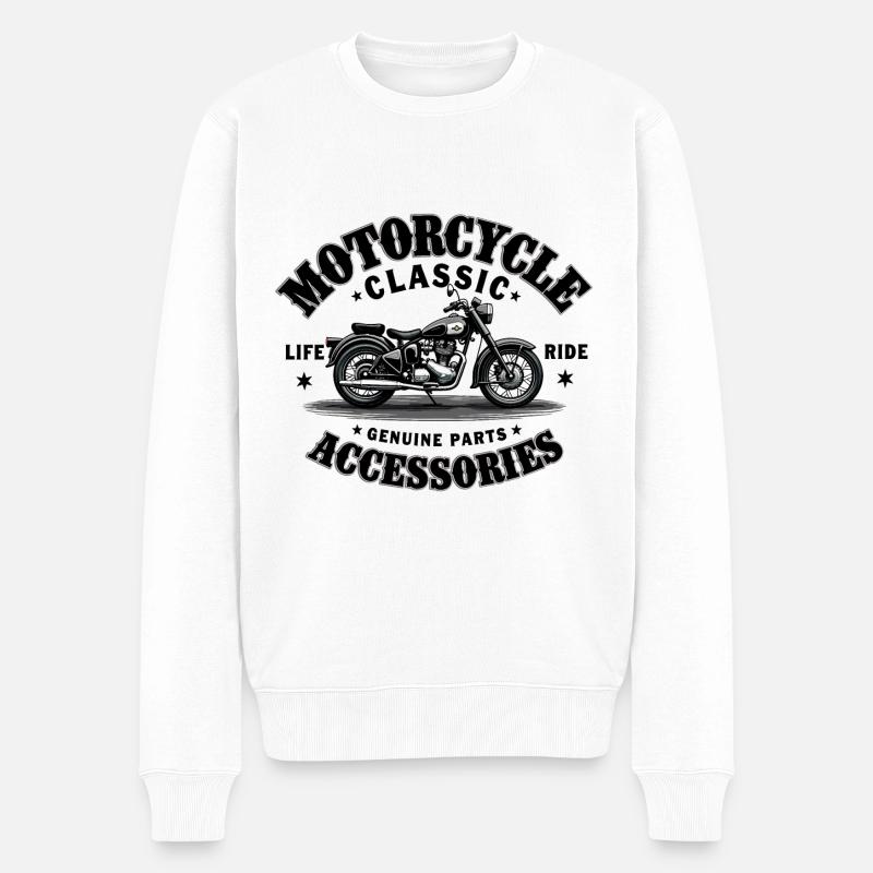 Vintage Motorrad-Emblem - Männer Premium Bio Pullover - Weiß