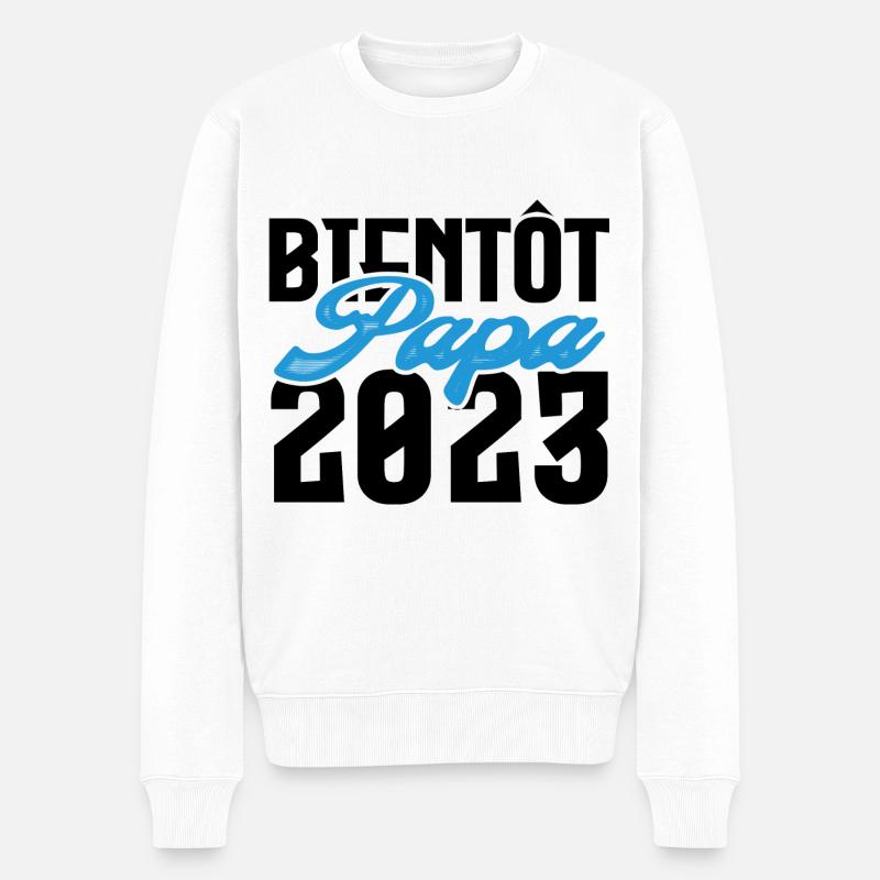 Cadeau Annonce grossesse bientôt Papa 2023. - Pull Premium bio Homme - blanc