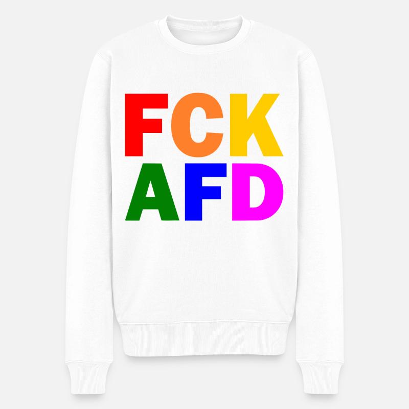 Fck afd - Männer Premium Bio Pullover - Weiß