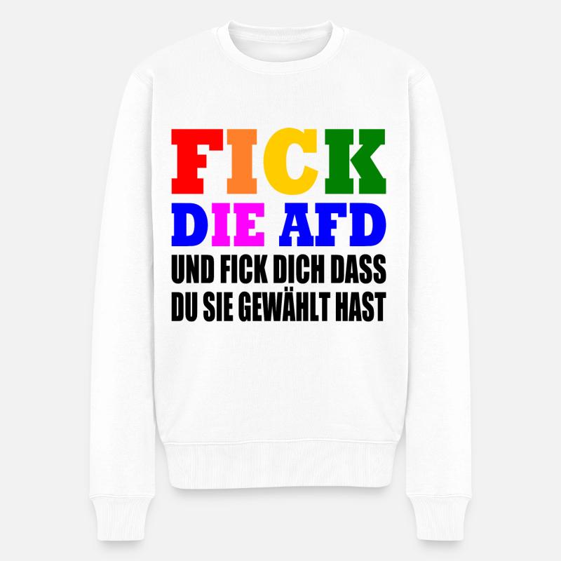 Fck afd - fick die afd - Männer Premium Bio Pullover - Weiß