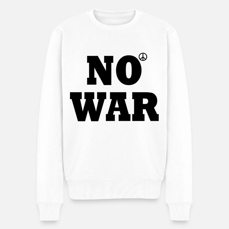No war - Pull Premium bio Homme - blanc