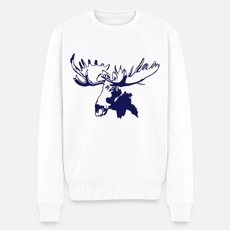 élan - moose - elk - hunting - hunter - Pull Premium bio Homme - blanc