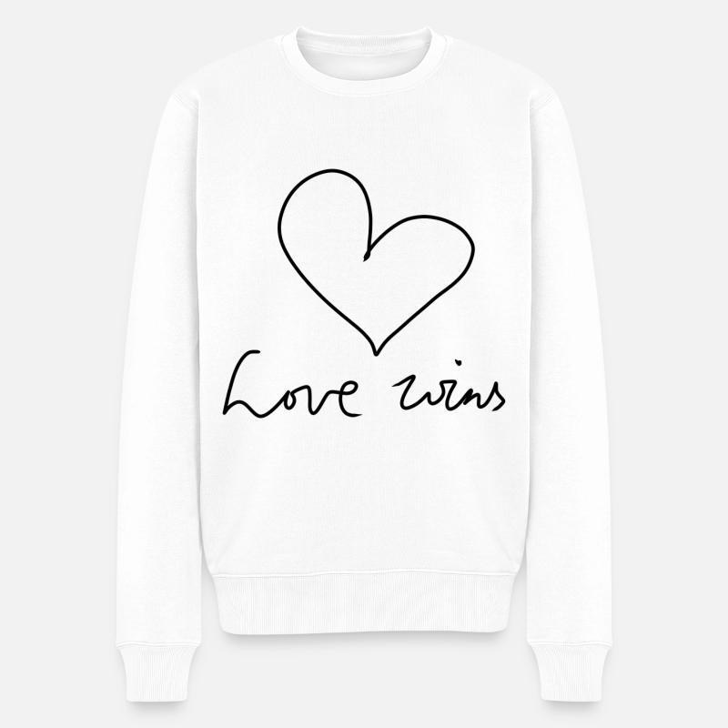 Liebe gewinnt - Männer Premium Bio Pullover - Weiß